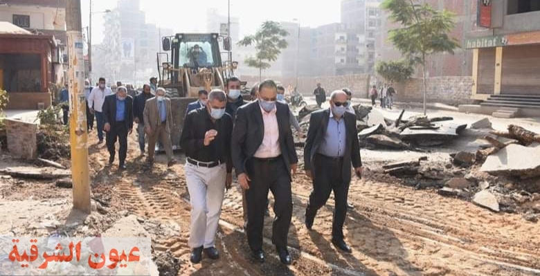 محافظ الشرقية يتفقد ويتابع أعمال رصف الشوارع الداخلية بمدينة منيا القمح
