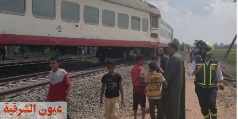 خروج 3 عربات عن القضبان للقطار رقم ٥٧٠ القادم من بورسعيد أمام محطة الشبانات بمدينة الزقازيق