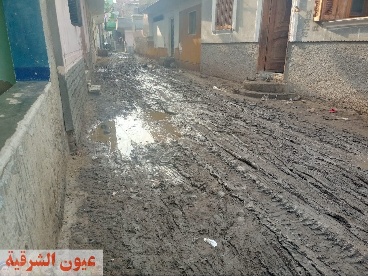 قرية سماكين الغرب في مركز الحسينية تعوم على بحيرة من مياه الأمطار 