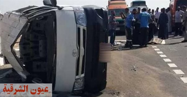 إصابة 11 شخصاً فى حادث إنقلاب سيارة ميكروباص ببنى سويف