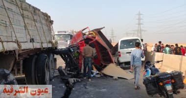 مصرع سائق أثناء إنقلاب سيارة نقل علي الطريق الصحراوي ببني سويف