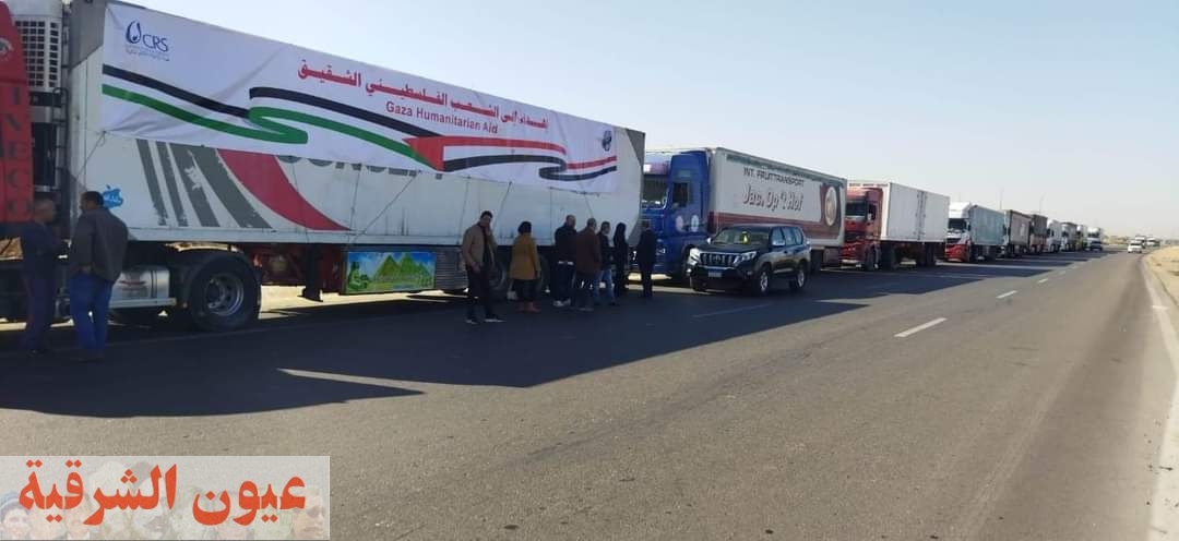 وزارةالتموين تطلق القافلة الرابعة لمساعدة أهالي غزة بواقع 40 طناً عبر 10 شاحنات 
